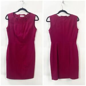 2/$30 Calvin Klein 6 Petite Women Fuchsia Pink Sleeveless  Midi Sheath Dress